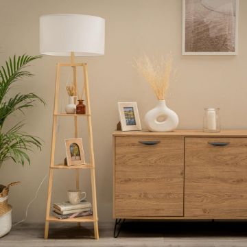 Show details for Wooden Floor Lamp 3 Tier Shelf Light Living Room Standard Storage Lighting Picture of Wooden Floor Lamp 3 Tier Shelf Light Living Room Standard Storage Lighting