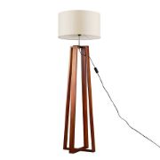 Picture of Dark Wood Floor Lamp Standard Living Room Light Large Lamspshade LED Light Bulb