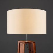 Picture of Dark Wood Floor Lamp Standard Living Room Light Large Lamspshade LED Light Bulb