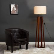 Picture of Dark Wood Floor Lamp Standard Living Room Light Large Lamspshade LED Light Bulb
