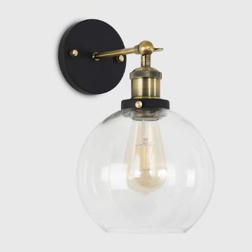 Show details for Glass Globe Wall Light Fitting Metal Industrial Design Vintage Light LED Bulb Picture of Glass Globe Wall Light Fitting Metal Industrial Design Vintage Light LED Bulb