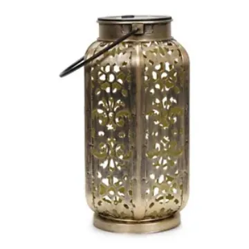 Show details for Outdoor Antique Brass Moroccan Lantern - Solar-Powered Garden  Picture of Outdoor Antique Brass Moroccan Lantern - Solar-Powered Garden
