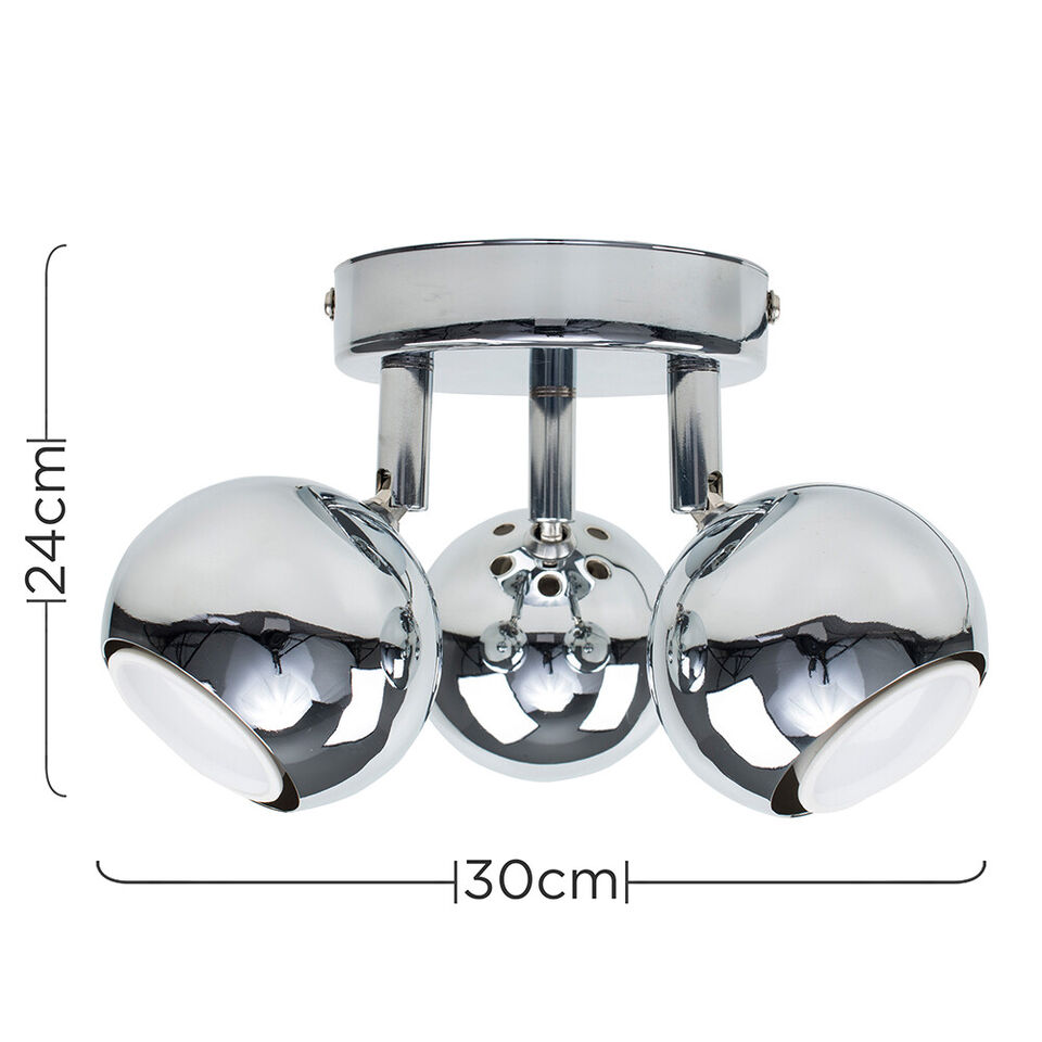 Retro Eyeball 3 Way Ceiling Light Kitchen Fitting Adjustable Spotlight ...