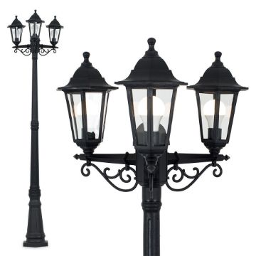 Show details for Victorian Style 220cm Black 3-Way Lantern Outdoor Garden Lamp Post with LED Lighting and IP44 Rating Picture of Victorian Style 220cm Black 3-Way Lantern Outdoor Garden Lamp Post with LED Lighting and IP44 Rating