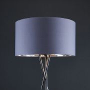 Picture of Tall Floor Lamp Chrome Tripod Standard Light Large Fabric Lampshade LED Bulb