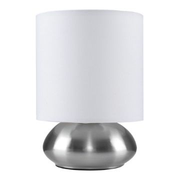 Show details for Bedside Touch Table Lamp Chrome 21.5CM Tall Lights Fabric Shades LED Bulb Picture of Bedside Touch Table Lamp Chrome 21.5CM Tall Lights Fabric Shades LED Bulb