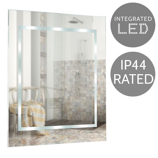 Picture of Modern Battery Operated Illuminated LED Bathroom Wall Mirror Cool White Light