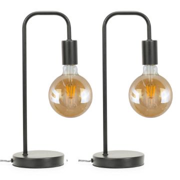 Show details for 2x Black Table Lamp Bases Curved Metal Stems for Bedroom, Living Room, or Bedside Lighting Picture of 2x Black Table Lamp Bases Curved Metal Stems for Bedroom, Living Room, or Bedside Lighting