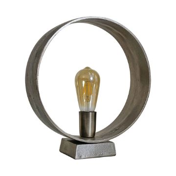 Show details for Industrial Living Room Bedroom Light with Gunmetal Circular Table Lamp Base and LED Bulb Picture of Industrial Living Room Bedroom Light with Gunmetal Circular Table Lamp Base and LED Bulb