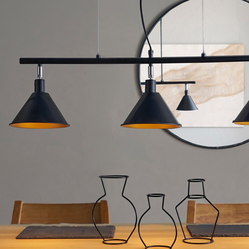 Black Over Table Counter Ceiling Light Fitting Suspended Pendant Lamp ...