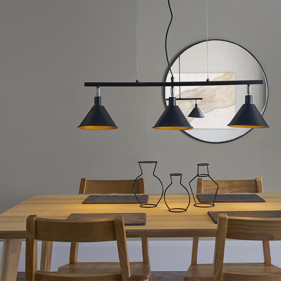 Black Over Table Counter Ceiling Light Fitting Suspended Pendant Lamp ...