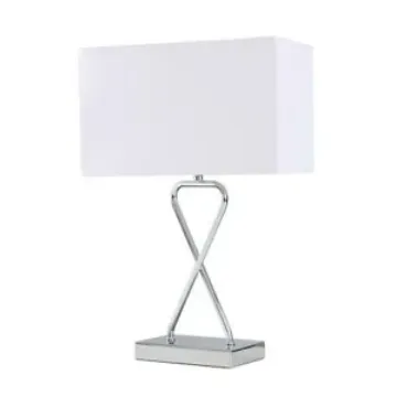 Show details for Hourglass Table Lamp Chrome Living Room 44.5CM Light Rectangle Shade LED Bulb Picture of Hourglass Table Lamp Chrome Living Room 44.5CM Light Rectangle Shade LED Bulb