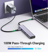 Picture of USB C Hub, 5-in-1 USB C Multiport Adapter with 100W PD, 4K HDMI, 3 USB-A Data Ports, Aluminum USB Type C Hub 