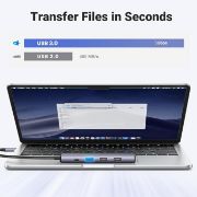 Picture of USB C Hub, 5-in-1 USB C Multiport Adapter with 100W PD, 4K HDMI, 3 USB-A Data Ports, Aluminum USB Type C Hub 