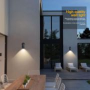Picture of Outdoor Wall Lights, GU10 Base Up Down Exterior Wall Sconce, IP44 Black Stainless Steel Single Outside Wall Light for Garden, Patio