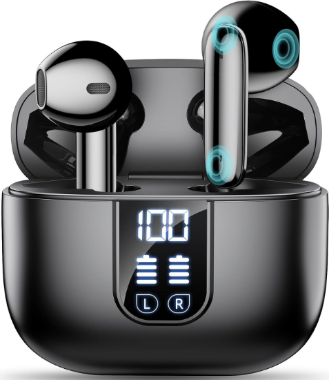 Picture of Bluetooth 5.4 Wireless Earbuds with 6 Mics, ENC Noise Cancelling, 35H Playtime, LED Display, IPX7 – Black