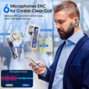 Picture of Bluetooth 5.4 Wireless Earbuds with 6 Mics, ENC Noise Cancelling, 35H Playtime, LED Display, IPX7 – Black
