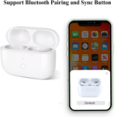 Picture of Wireless Charging Case Replacement Compatible with AirPods Pro Charging Case, Charger Case with Bluetooth Pairing Sync Button - White