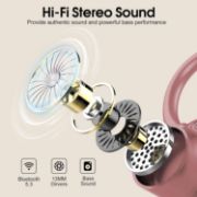 Picture of Bluetooth 5.3 Earbuds, 4 ENC Mics, 50H Playtime, Dual LED, Earhooks, IP7 Waterproof, Rose Gold
