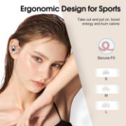 Picture of Bluetooth 5.3 Earbuds, 4 ENC Mics, 50H Playtime, Dual LED, Earhooks, IP7 Waterproof, Rose Gold