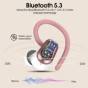 Picture of Bluetooth 5.3 Earbuds, 4 ENC Mics, 50H Playtime, Dual LED, Earhooks, IP7 Waterproof, Rose Gold