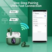 Picture of Bluetooth 5.4 Earbuds, 4 ENC Mics, HiFi Sound, 36H Playtime, LED Display, IP7 Waterproof (Green)