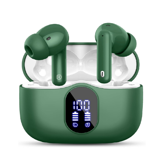 Picture of Bluetooth 5.4 Earbuds, 4 ENC Mics, HiFi Sound, 36H Playtime, LED Display, IP7 Waterproof (Green)