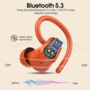 Picture of Wireless Earbuds Bluetooth 5.3, 4 ENC Mic, 50H Playtime, Stereo Dual LED Display, Earhooks Sport Headphones, IP7 Waterproof Gym Earphones, Orange