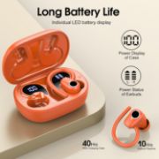 Picture of Wireless Earbuds Bluetooth 5.3, 4 ENC Mic, 50H Playtime, Stereo Dual LED Display, Earhooks Sport Headphones, IP7 Waterproof Gym Earphones, Orange