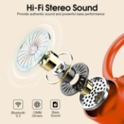 Picture of Wireless Earbuds Bluetooth 5.3, 4 ENC Mic, 50H Playtime, Stereo Dual LED Display, Earhooks Sport Headphones, IP7 Waterproof Gym Earphones, Orange