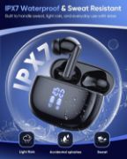 Picture of Wireless Earbuds Bluetooth 5.4, 4 ENC Mics, 48H Playtime, LED Display, IPX7 Waterproof, Deep Bass Stereo for Running, Gym & Gaming (Black)