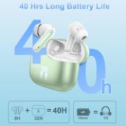 Picture of Wireless Bluetooth 5.4 Earbuds, HiFi Stereo Deep Bass, 4 ENC Mics, 40H Playtime, Dual LED Display, IPX7 Waterproof, Green