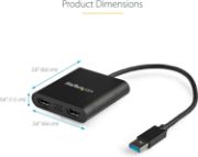 Picture of StarTech USB-A 3.0 to Dual HDMI Adapter, Dual Monitor Converter, 4K 30Hz + 1080p 60Hz, Extend/Mirror Display