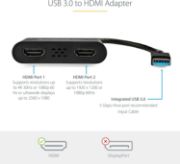 Picture of StarTech USB-A 3.0 to Dual HDMI Adapter, Dual Monitor Converter, 4K 30Hz + 1080p 60Hz, Extend/Mirror Display