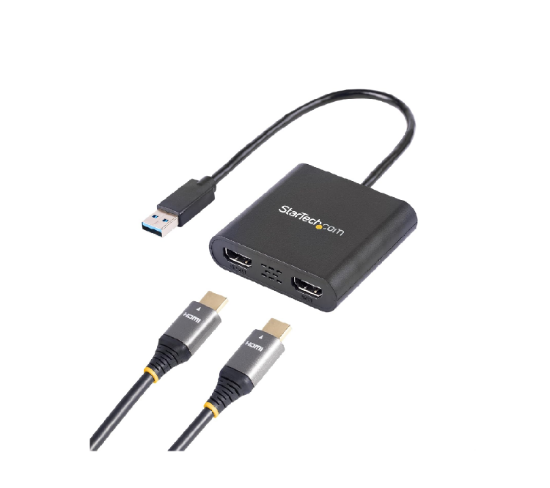 Picture of StarTech USB-A 3.0 to Dual HDMI Adapter, Dual Monitor Converter, 4K 30Hz + 1080p 60Hz, Extend/Mirror Display