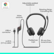 Picture of Logitech H390 Wired USB Headset, Stereo PC/Laptop Headphones, Noise Cancelling Mic, In-Line Controls, Chromebook Compatible, Black