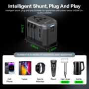 Picture of AUNNO Universal Travel Adapter, All-in-One International Plug, 2 USB-C & 2 USB Ports, Dual Fuse, UK/EU/USA/AU Travel Adapter