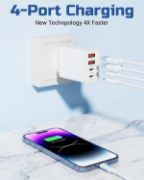 Picture of 40W EU Travel Charger with European Plug Adapter, 2 USB-C & 2 USB-A Ports, Fast Charging UK to Europe Adapter for iPhone & Samsung (2 Pack)