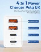 Picture of 40W EU Travel Charger with European Plug Adapter, 2 USB-C & 2 USB-A Ports, Fast Charging UK to Europe Adapter for iPhone & Samsung (2 Pack)