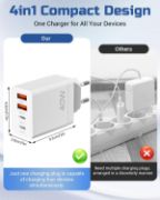 Picture of 40W EU Travel Charger with European Plug Adapter, 2 USB-C & 2 USB-A Ports, Fast Charging UK to Europe Adapter for iPhone & Samsung (2 Pack)