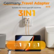 Picture of UK to EU Plug Adapter 2 Pack TESSAN with 2 USB Ports (1 USB-C) Grounded Travel Adapter Type E/F