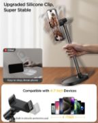 Picture of DIMONCOAT Adjustable Phone Stand for Desk, Aluminum Alloy iPhone Holder, Angle & Height Adjustable, Universal Stand for iPhone 17–15 Pro Max, Recording & Office Use