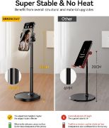 Picture of DIMONCOAT Adjustable Phone Stand for Desk, Aluminum Alloy iPhone Holder, Angle & Height Adjustable, Universal Stand for iPhone 17–15 Pro Max, Recording & Office Use