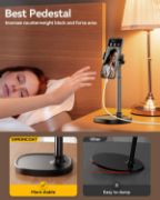 Picture of DIMONCOAT Adjustable Phone Stand for Desk, Aluminum Alloy iPhone Holder, Angle & Height Adjustable, Universal Stand for iPhone 17–15 Pro Max, Recording & Office Use
