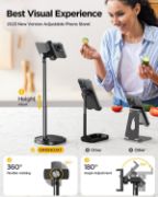 Picture of DIMONCOAT Adjustable Phone Stand for Desk, Aluminum Alloy iPhone Holder, Angle & Height Adjustable, Universal Stand for iPhone 17–15 Pro Max, Recording & Office Use