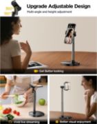 Picture of DIMONCOAT Adjustable Phone Stand for Desk, Aluminum Alloy iPhone Holder, Angle & Height Adjustable, Universal Stand for iPhone 17–15 Pro Max, Recording & Office Use