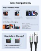 Picture of INIU 2m USB-C Fast Charging Cable, Braided USB-A to USB-C for iPhone 17–15, Samsung S25 S24, Pixel & iPad