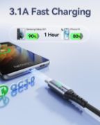 Picture of INIU 2m USB-C Fast Charging Cable, Braided USB-A to USB-C for iPhone 17–15, Samsung S25 S24, Pixel & iPad