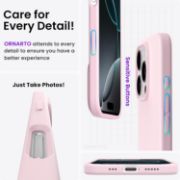 Picture of ORNARTO Slim Liquid Silicone Shockproof Case for iPhone 16 Pro 6.3” Anti-Scratch Soft Gel Cover Chalk Pink