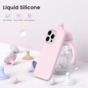 Picture of ORNARTO Slim Liquid Silicone Shockproof Case for iPhone 16 Pro 6.3” Anti-Scratch Soft Gel Cover Chalk Pink